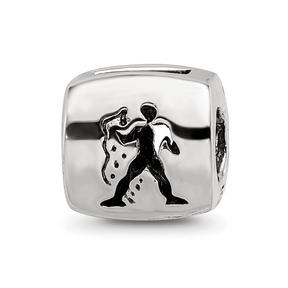 Sterling Silver Aquarius the Water Bearer Zodiac Bead Charm, Item B9360 by The Black Bow Jewelry Co.