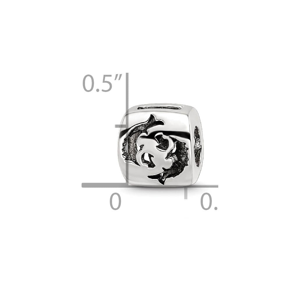 Alternate view of the Sterling Silver Pisces the Fish Zodiac Bead Charm by The Black Bow Jewelry Co.