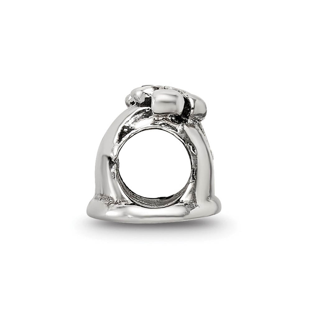 Alternate view of the Sterling Silver and CZ Multicolor Festive Bell Bead Charm by The Black Bow Jewelry Co.