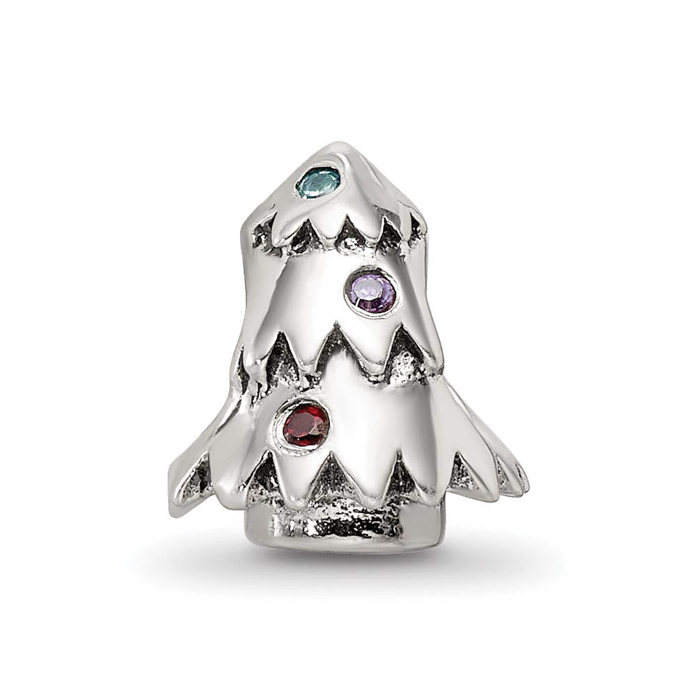 Alternate view of the Sterling Silver and CZ Christmas Tree Bead Charm by The Black Bow Jewelry Co.