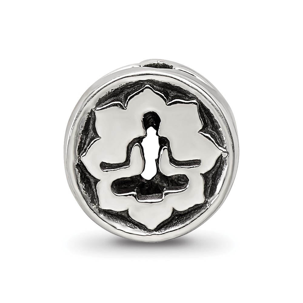 Alternate view of the Sterling Silver Yoga Lotus Bead Charm by The Black Bow Jewelry Co.