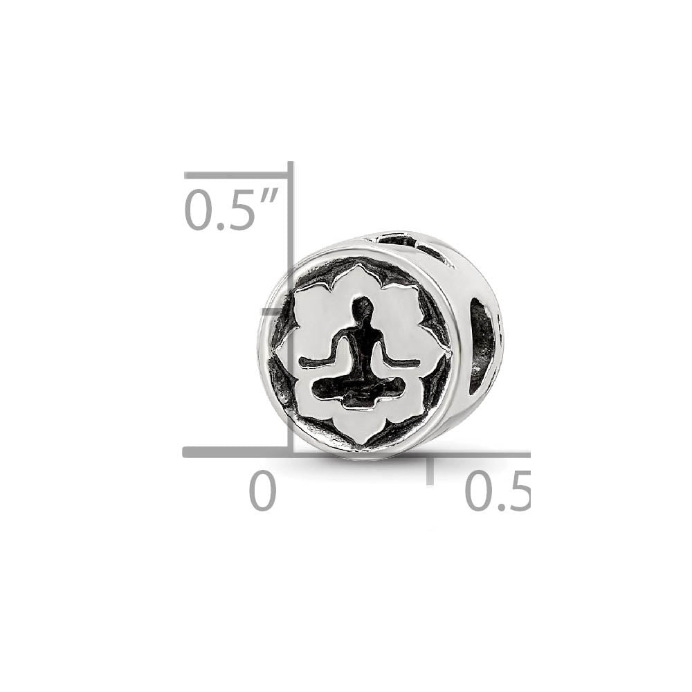 Alternate view of the Sterling Silver Yoga Lotus Bead Charm by The Black Bow Jewelry Co.