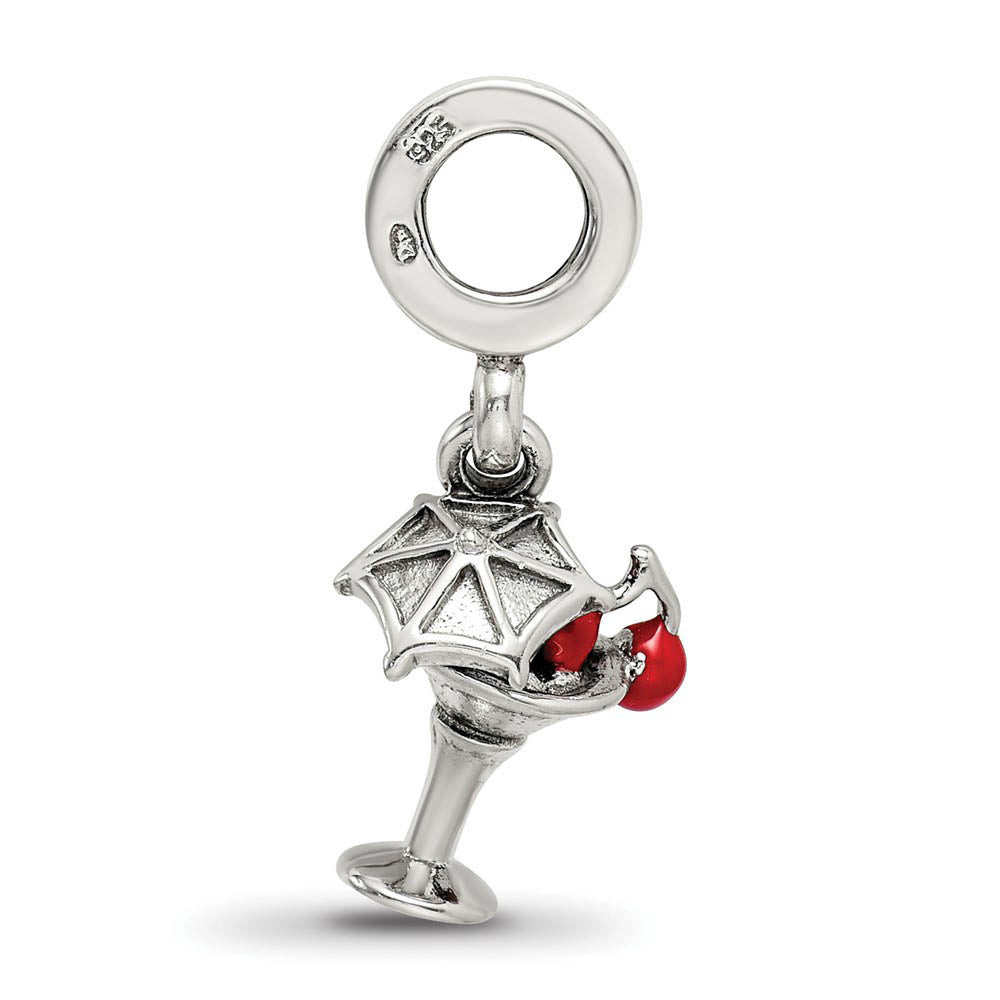 Alternate view of the Sterling Silver & Enamel Martini Dangle Bead Charm by The Black Bow Jewelry Co.