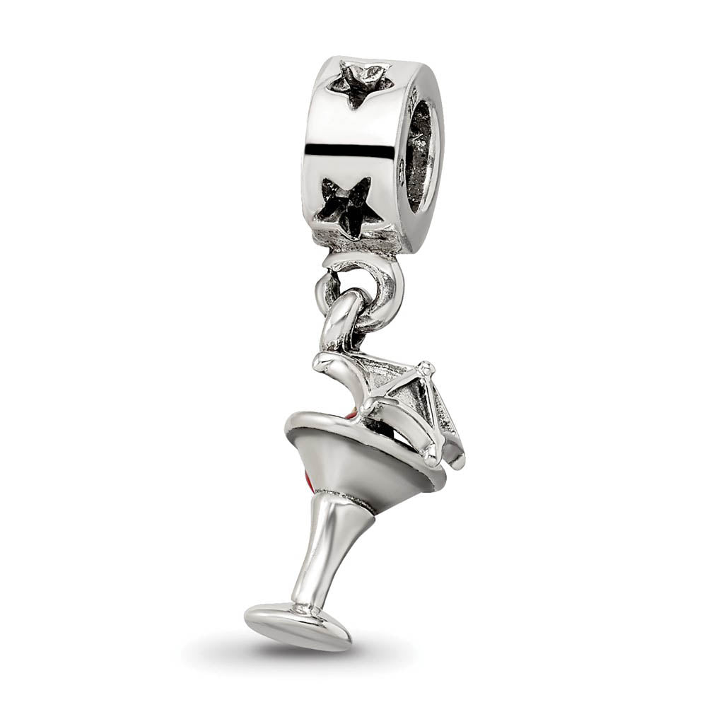 Alternate view of the Sterling Silver & Enamel Martini Dangle Bead Charm by The Black Bow Jewelry Co.