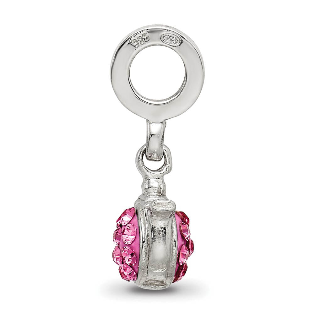 Alternate view of the Sterling Silver Pink Crystal Teapot Dangle Bead Charm by The Black Bow Jewelry Co.