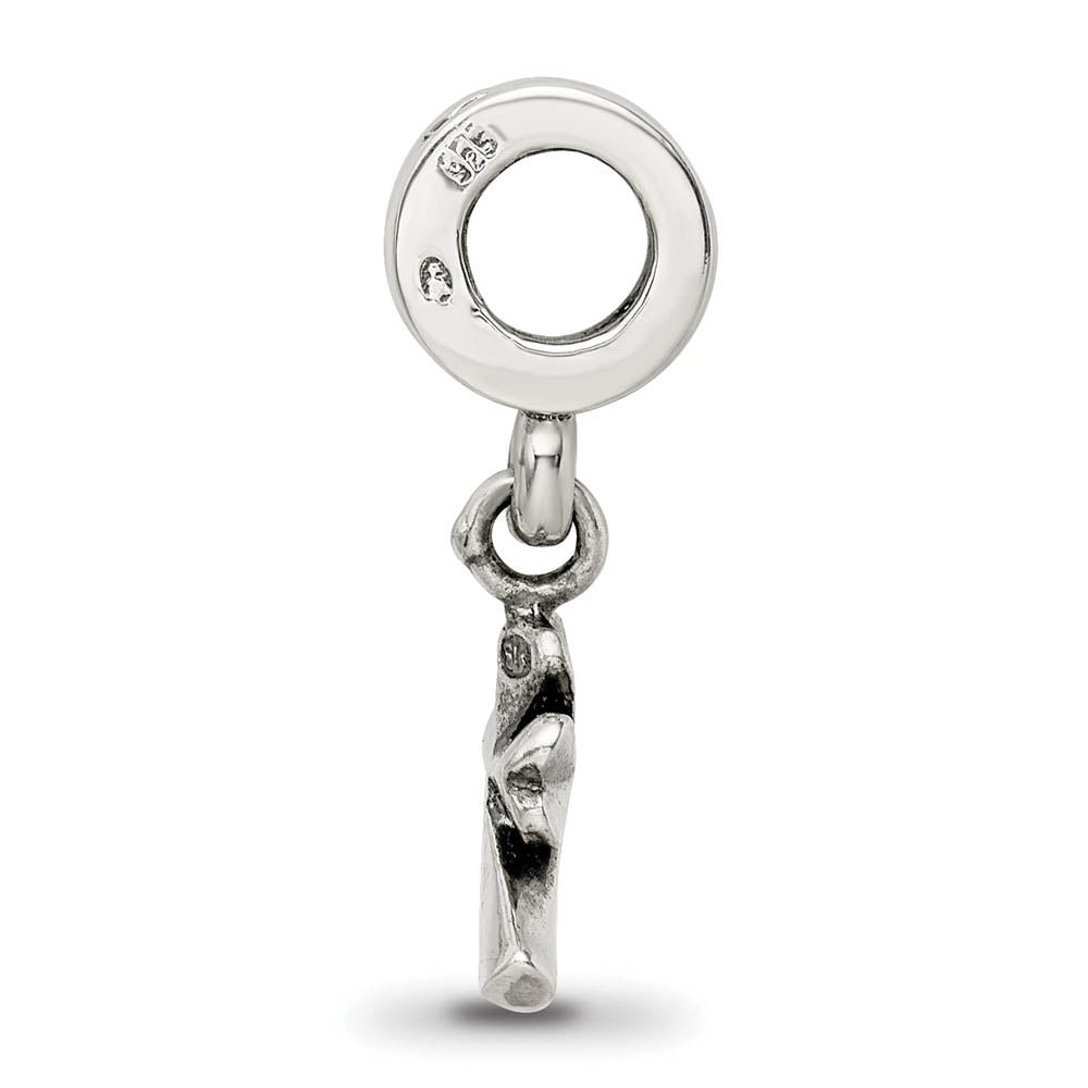 Alternate view of the Sterling Silver Four Leaf Clover Dangle Bead Charm by The Black Bow Jewelry Co.