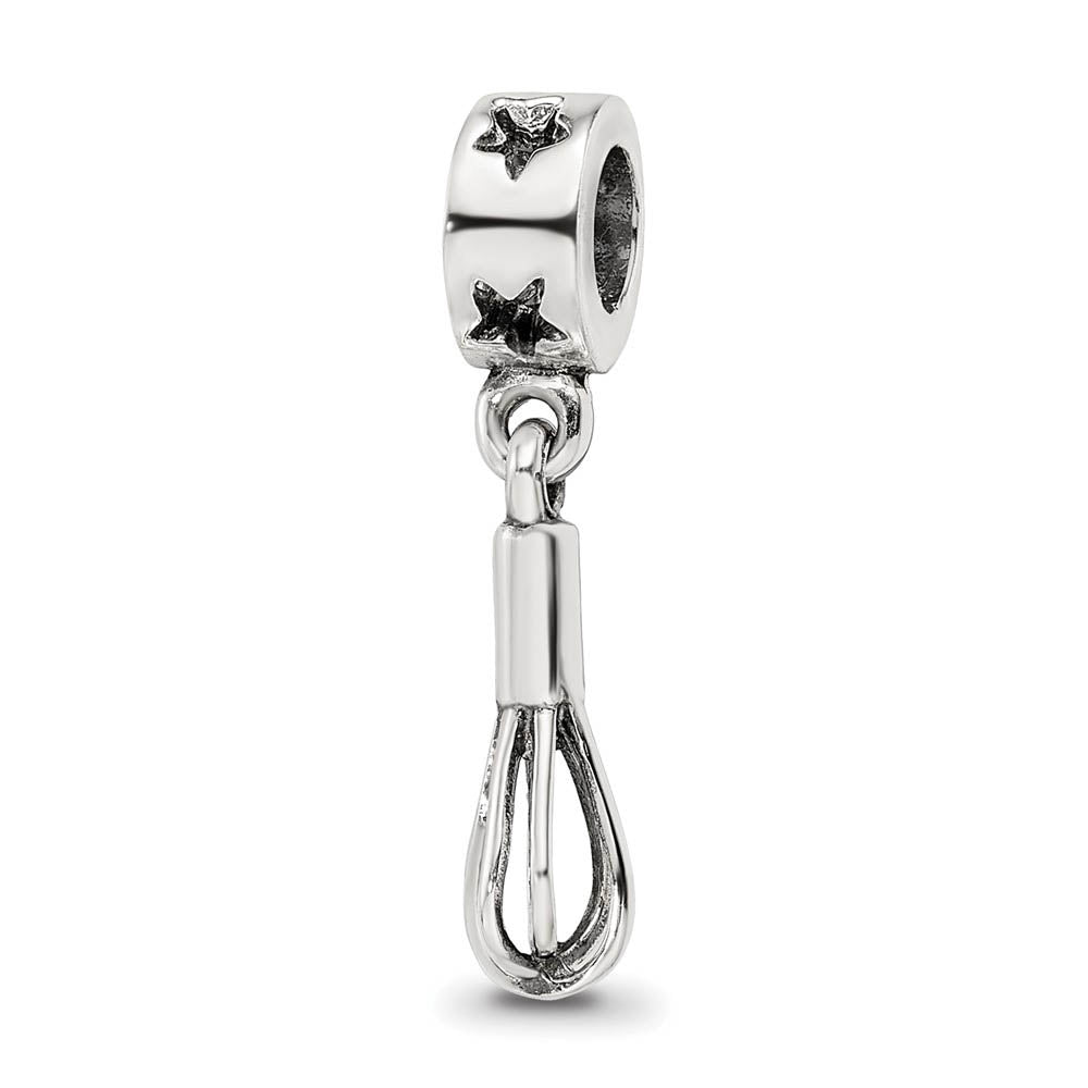 Sterling Silver Whisk Dangle Bead Charm, Item B9381 by The Black Bow Jewelry Co.