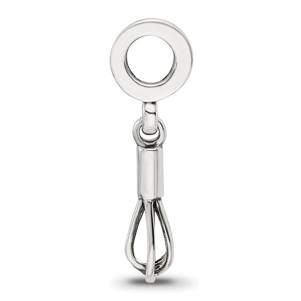Alternate view of the Sterling Silver Whisk Dangle Bead Charm by The Black Bow Jewelry Co.
