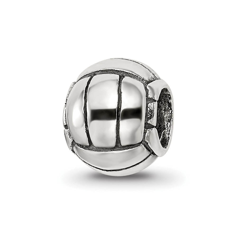 Sterling Silver Volleyball Bead Charm, Item B9384 by The Black Bow Jewelry Co.