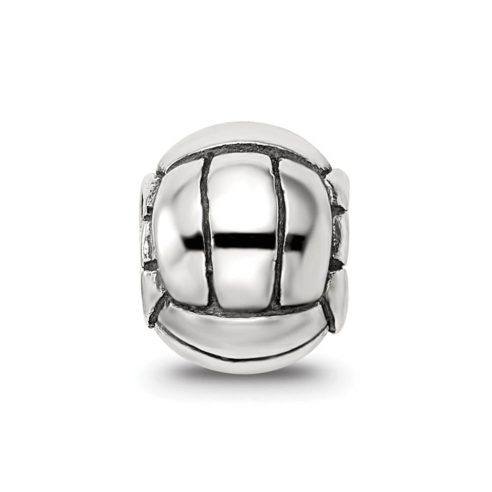 Alternate view of the Sterling Silver Volleyball Bead Charm by The Black Bow Jewelry Co.