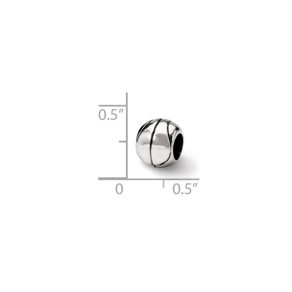 Alternate view of the Sterling Silver Basketball Bead Charm by The Black Bow Jewelry Co.