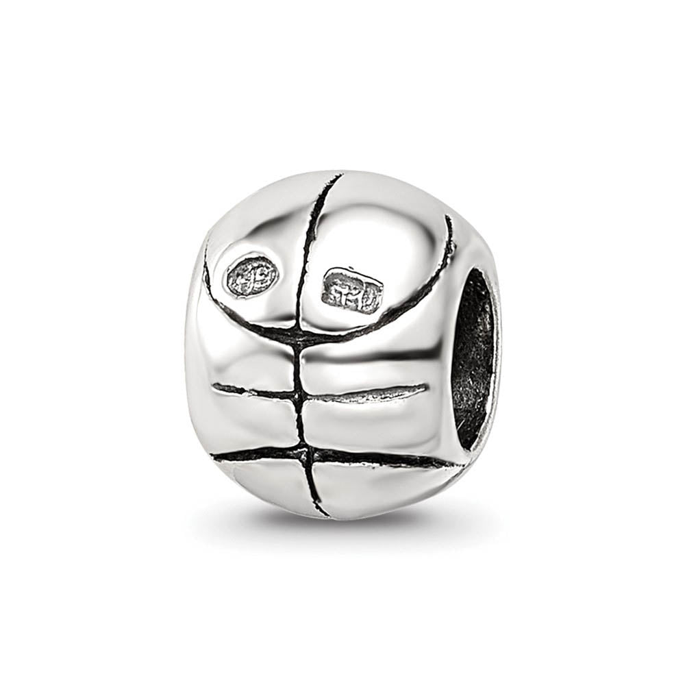 Alternate view of the Sterling Silver Basketball Bead Charm by The Black Bow Jewelry Co.