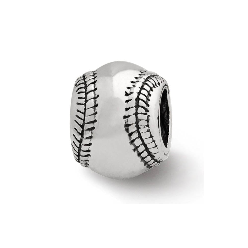 Sterling Silver Baseball Bead Charm, Item B9388 by The Black Bow Jewelry Co.