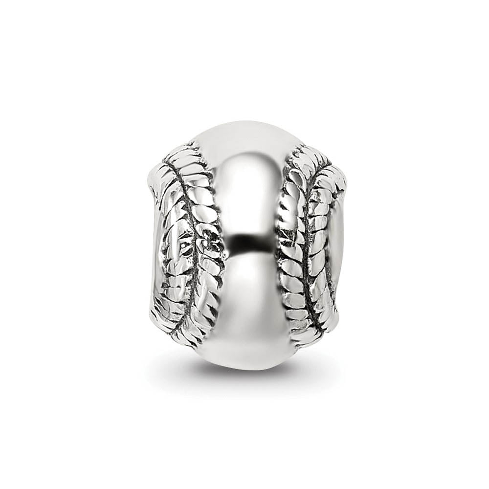 Alternate view of the Sterling Silver Baseball Bead Charm by The Black Bow Jewelry Co.