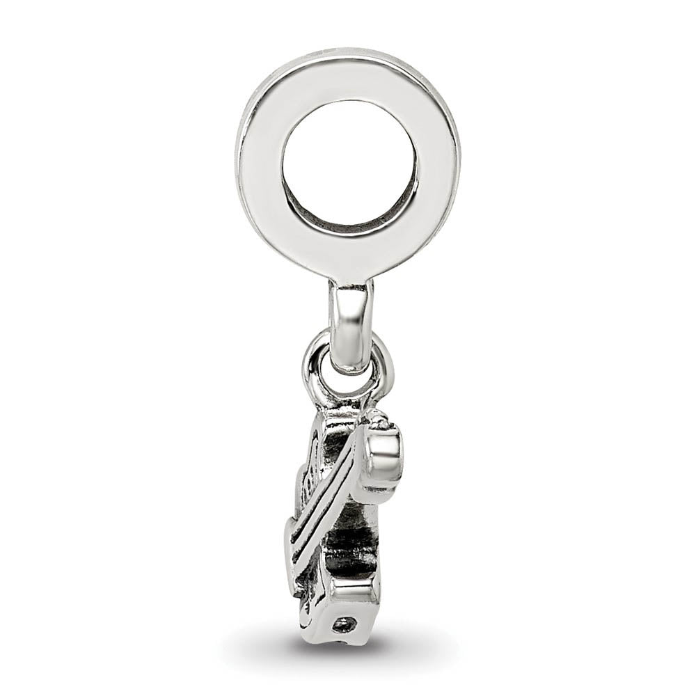 Alternate view of the Sterling Silver Electric Guitar Bead Charm by The Black Bow Jewelry Co.