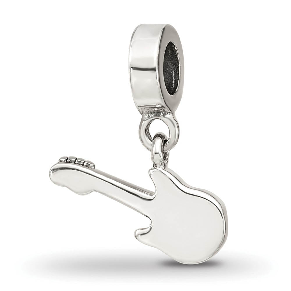 Alternate view of the Sterling Silver Electric Guitar Bead Charm by The Black Bow Jewelry Co.