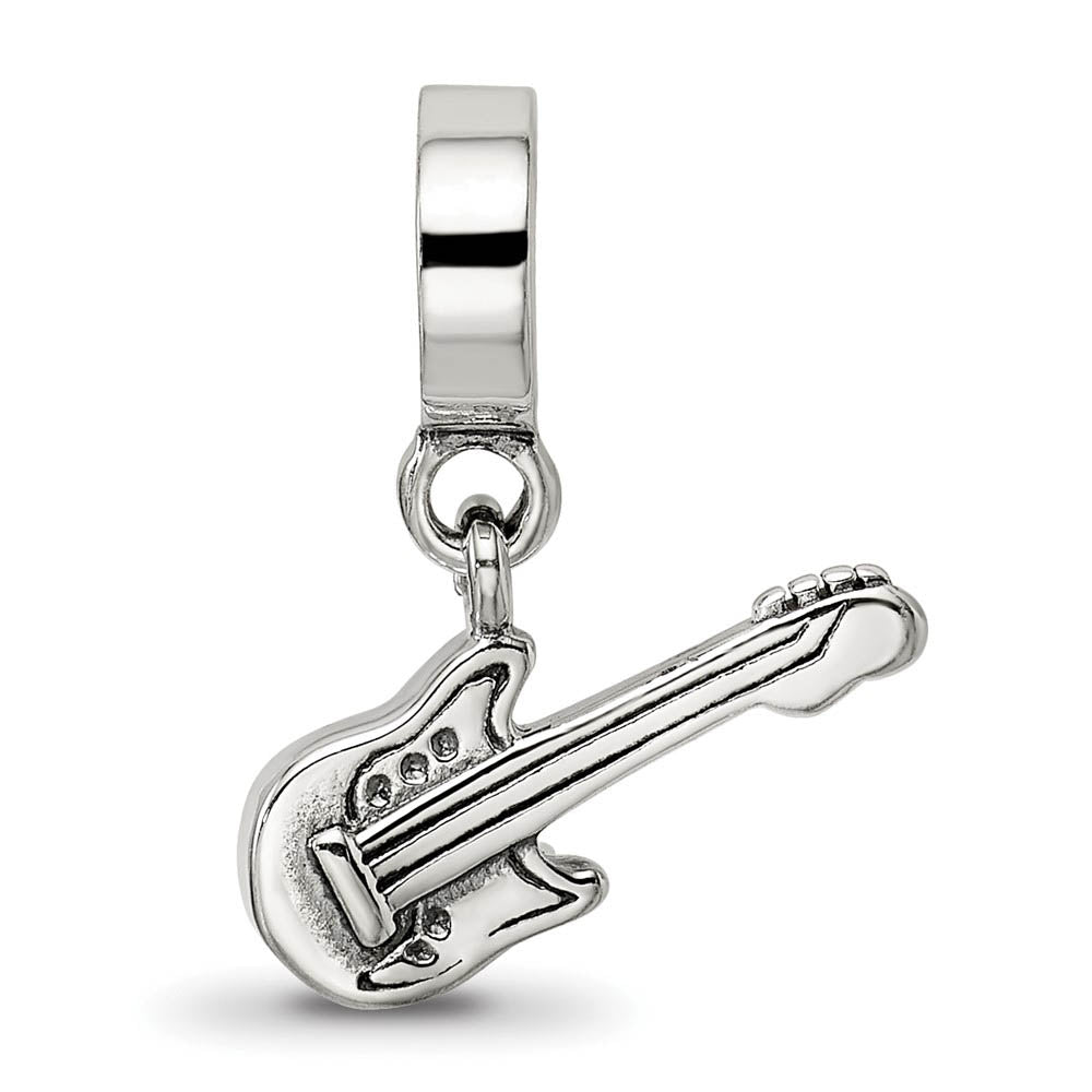 Alternate view of the Sterling Silver Electric Guitar Bead Charm by The Black Bow Jewelry Co.