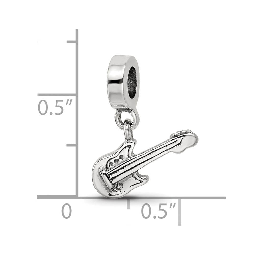 Alternate view of the Sterling Silver Electric Guitar Bead Charm by The Black Bow Jewelry Co.