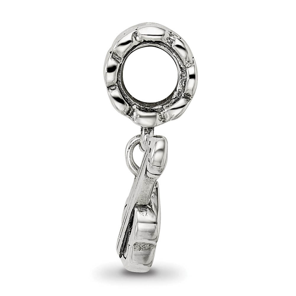 Alternate view of the Sterling Silver Guitar Dangle Bead Charm by The Black Bow Jewelry Co.