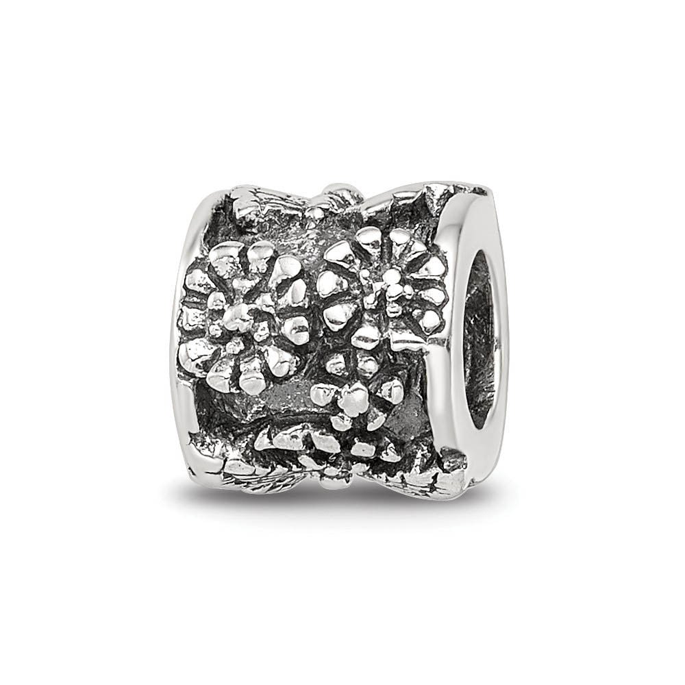 Alternate view of the Sterling Silver Butterfly Barrel, Bali Bead Charm by The Black Bow Jewelry Co.