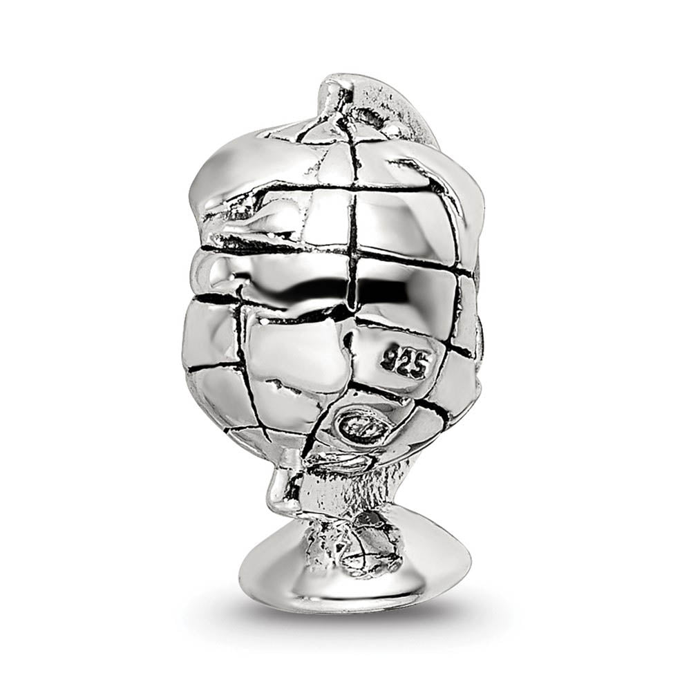 Alternate view of the Sterling Silver Globe Bead Charm by The Black Bow Jewelry Co.