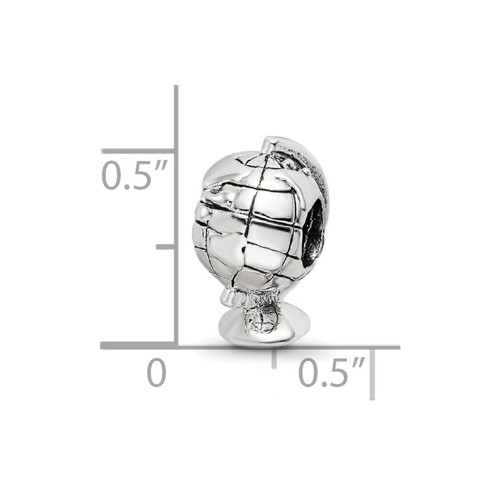 Alternate view of the Sterling Silver Globe Bead Charm by The Black Bow Jewelry Co.