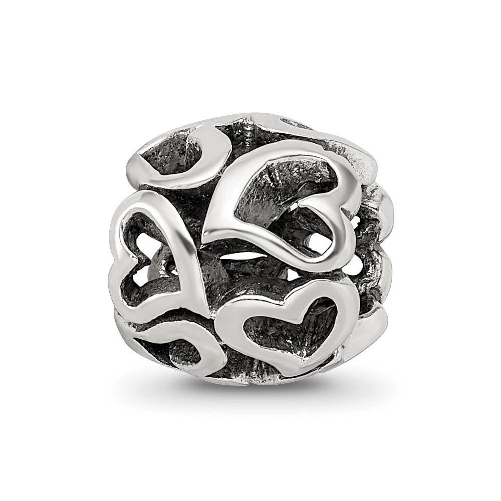 Sterling Silver Open Heart Bead Charm, Item B9402 by The Black Bow Jewelry Co.