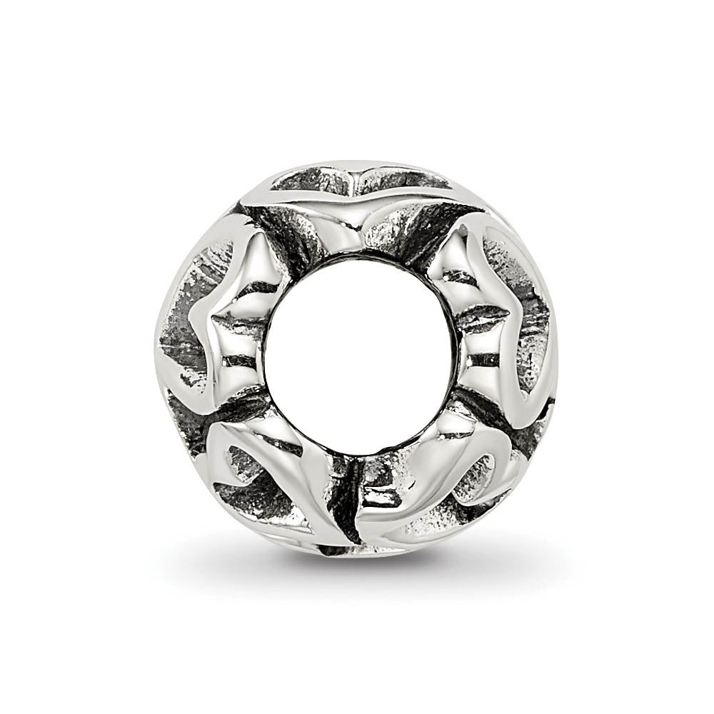 Alternate view of the Sterling Silver Open Heart Bead Charm by The Black Bow Jewelry Co.