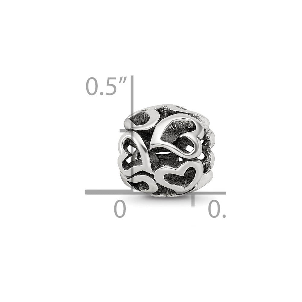 Alternate view of the Sterling Silver Open Heart Bead Charm by The Black Bow Jewelry Co.
