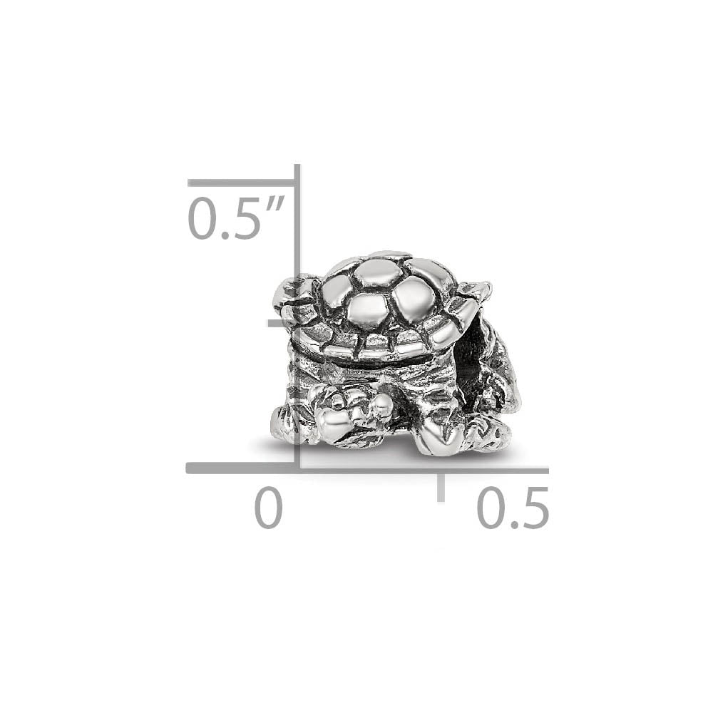 Alternate view of the Sterling Silver Polished Turtle Bead Charm by The Black Bow Jewelry Co.