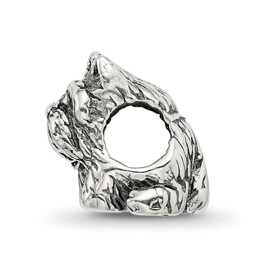 Alternate view of the Sterling Silver Scottish Terrier, Dog Bead Charm by The Black Bow Jewelry Co.