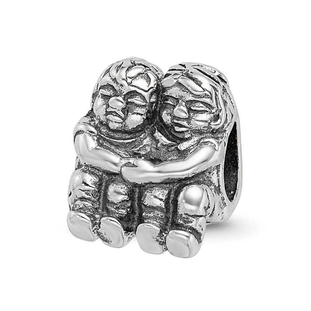Sterling Silver Childhood Friends Bead Charm, Item B9406 by The Black Bow Jewelry Co.