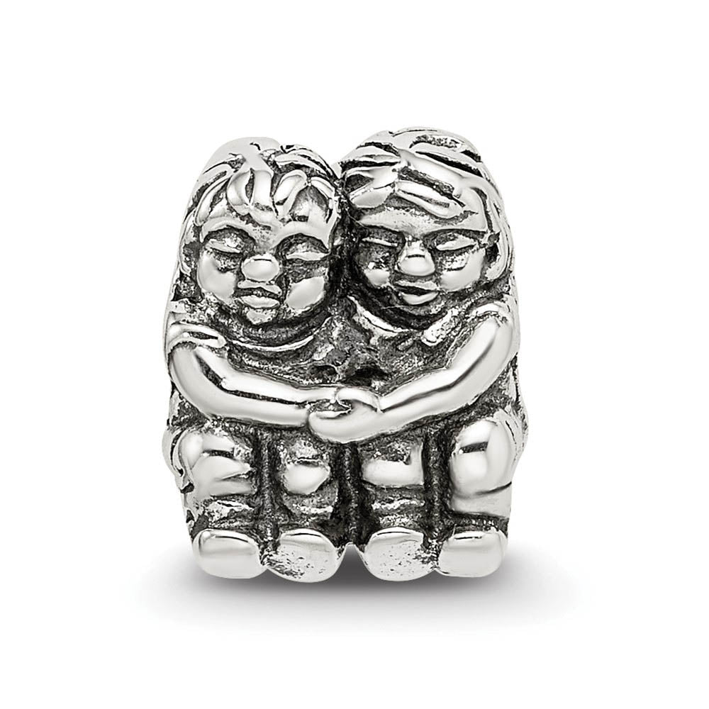 Alternate view of the Sterling Silver Childhood Friends Bead Charm by The Black Bow Jewelry Co.