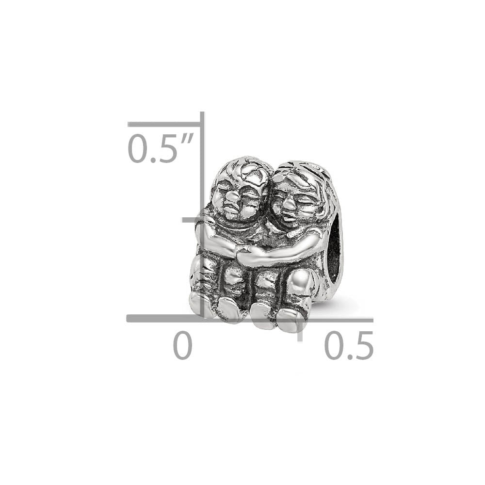 Alternate view of the Sterling Silver Childhood Friends Bead Charm by The Black Bow Jewelry Co.