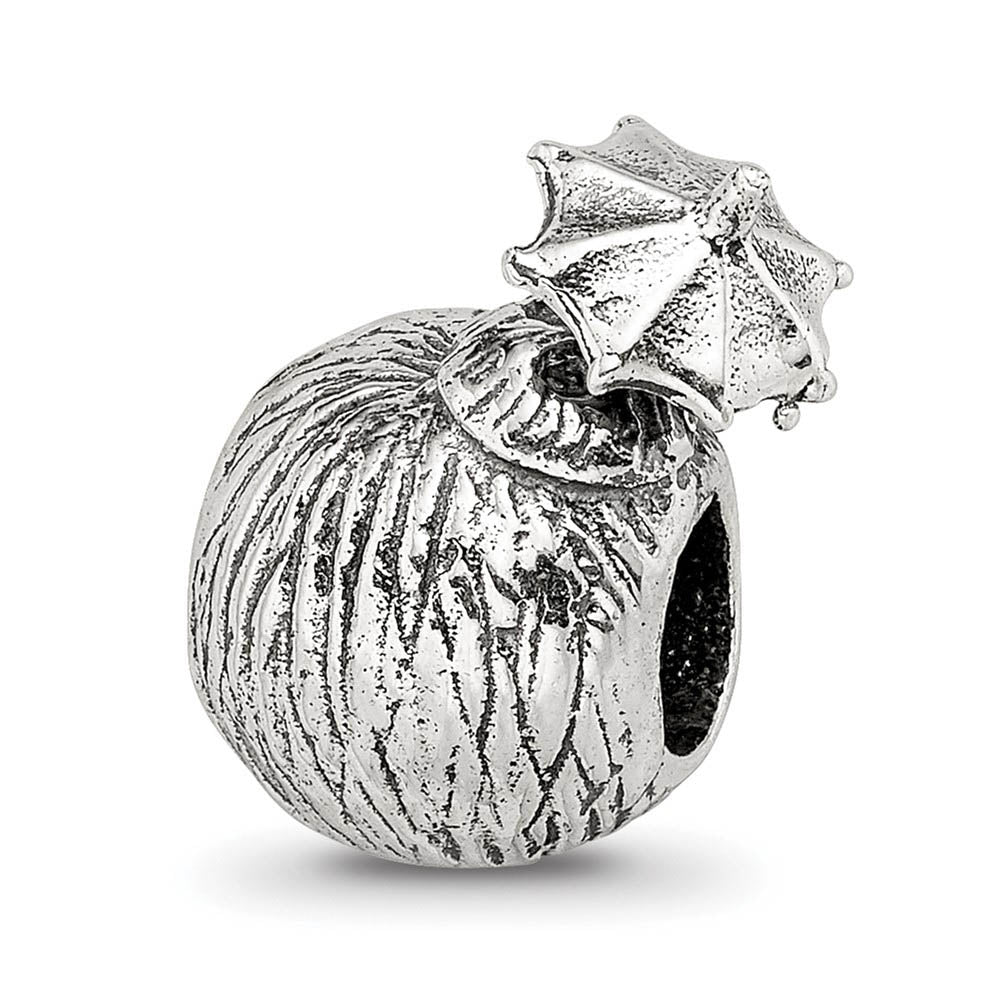 Sterling Silver Coconut Drink Bead Charm, Item B9407 by The Black Bow Jewelry Co.