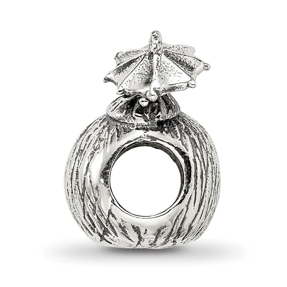Alternate view of the Sterling Silver Coconut Drink Bead Charm by The Black Bow Jewelry Co.