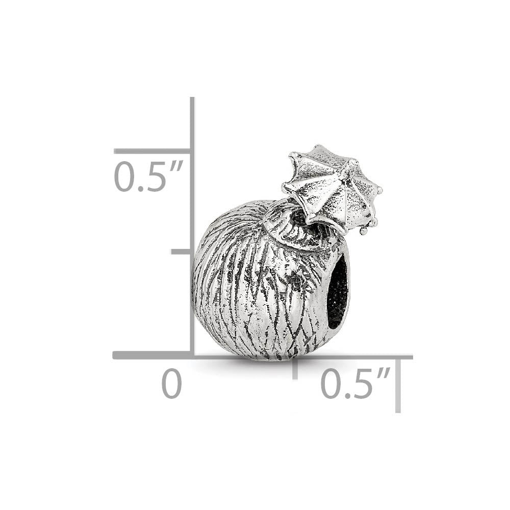 Alternate view of the Sterling Silver Coconut Drink Bead Charm by The Black Bow Jewelry Co.