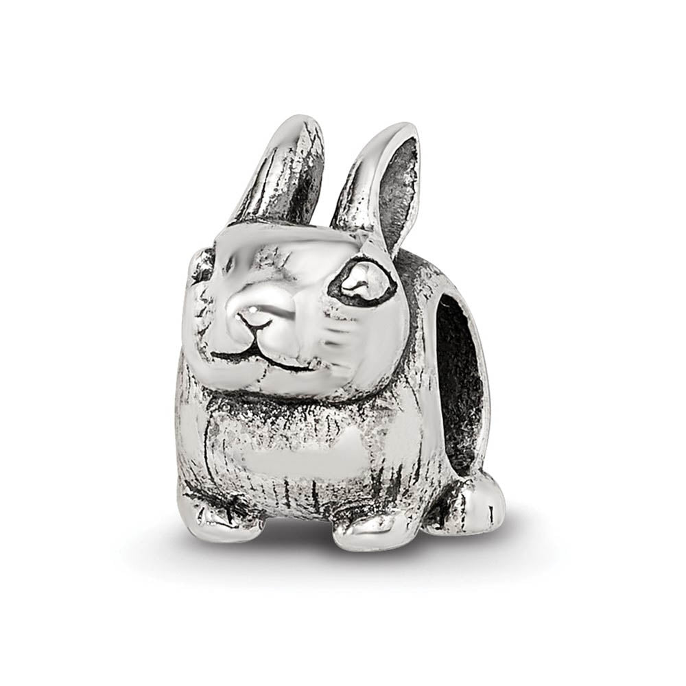 Sterling Silver Bunny Bead Charm, Item B9408 by The Black Bow Jewelry Co.