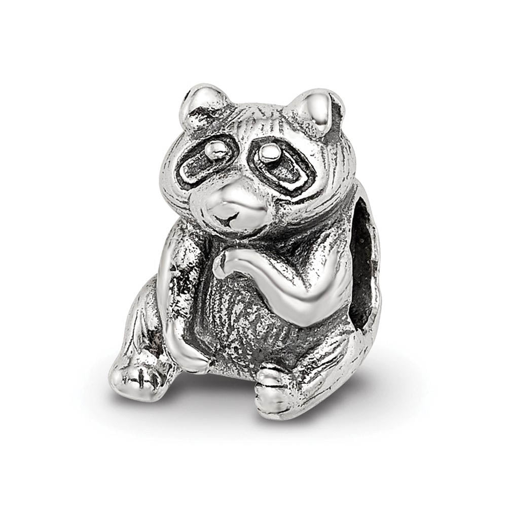 Sterling Silver Raccoon Bead Charm, Item B9410 by The Black Bow Jewelry Co.