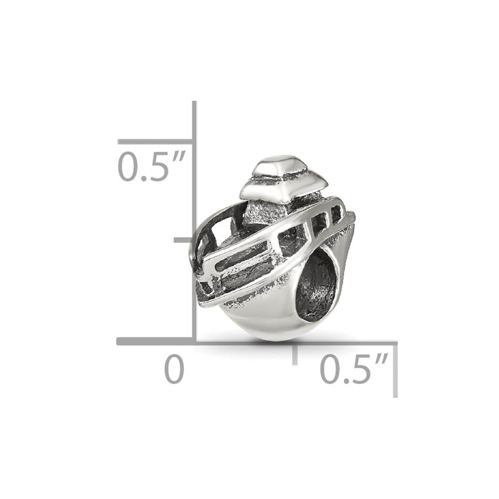 Alternate view of the Sterling Silver Boat Bead Charm by The Black Bow Jewelry Co.