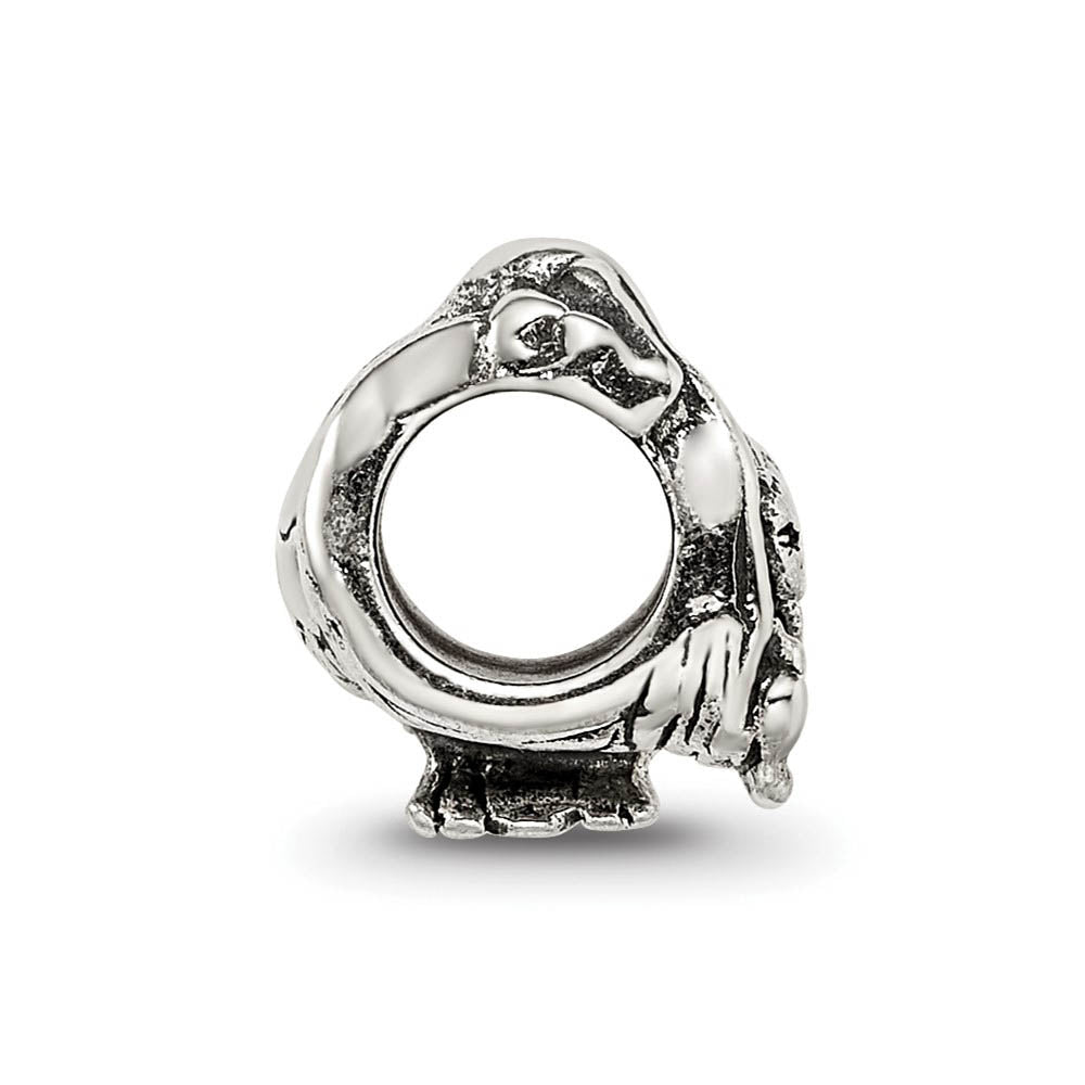 Alternate view of the Sterling Silver Delivery Stork Bead Charm by The Black Bow Jewelry Co.
