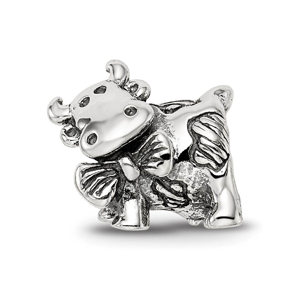 Alternate view of the Sterling Silver Dairy Cow Bead Charm by The Black Bow Jewelry Co.