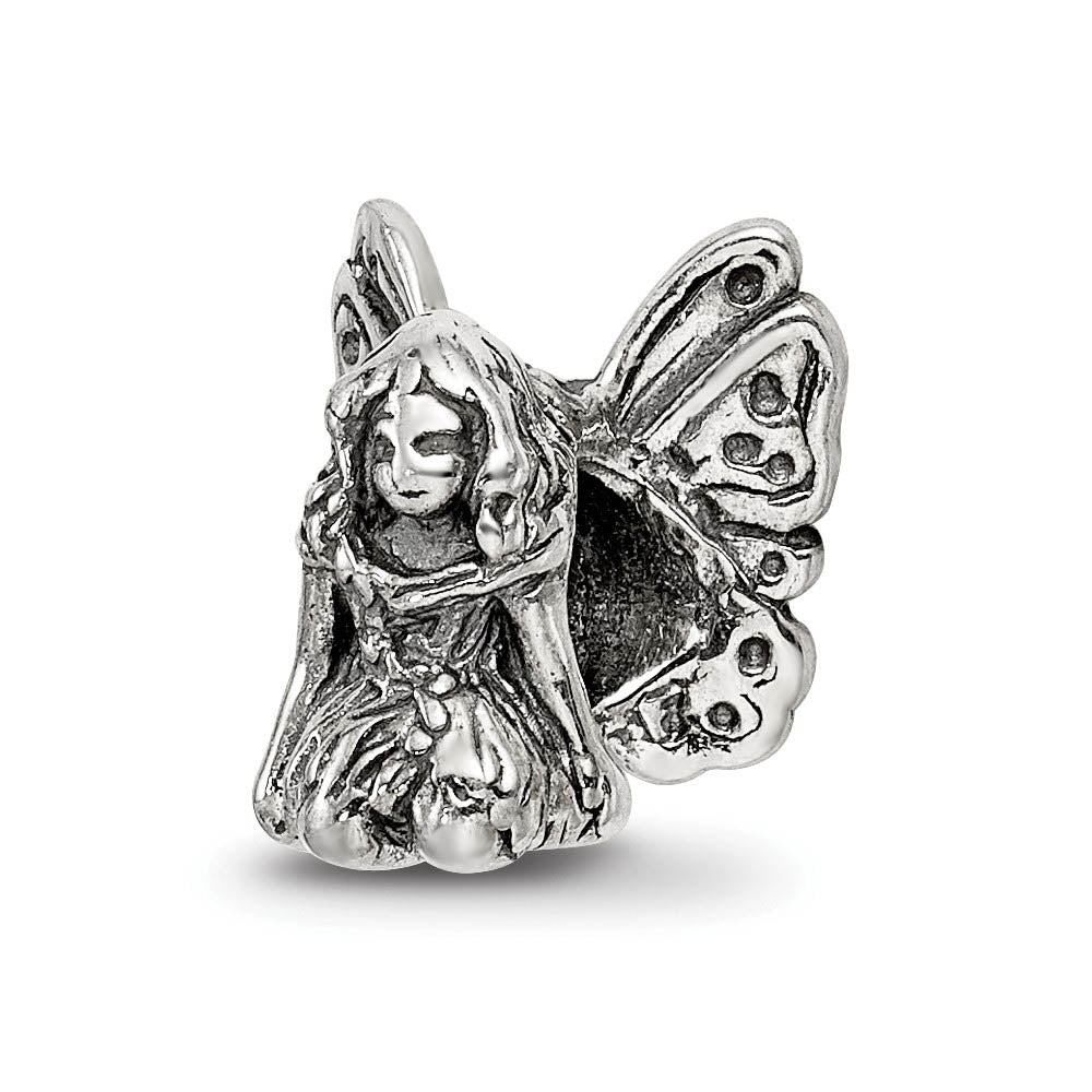 Sterling Silver Winged Fairy Bead Charm, Item B9428 by The Black Bow Jewelry Co.