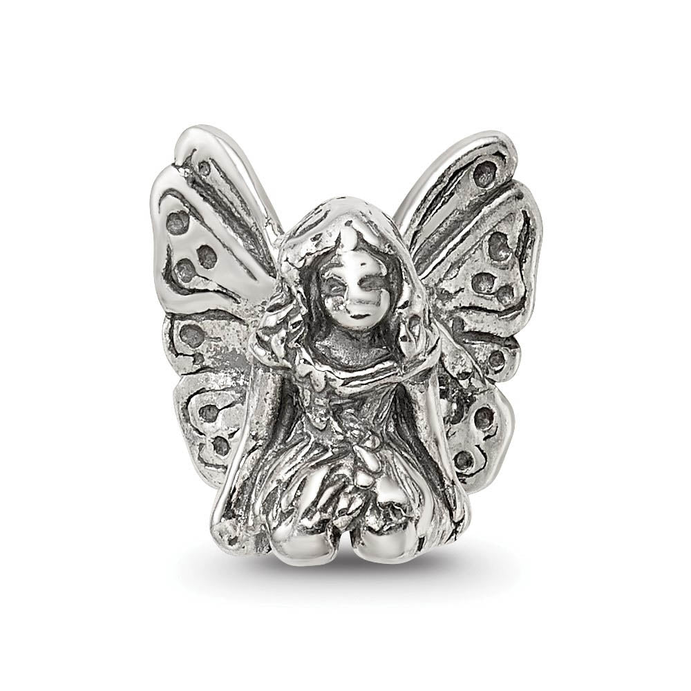 Alternate view of the Sterling Silver Winged Fairy Bead Charm by The Black Bow Jewelry Co.