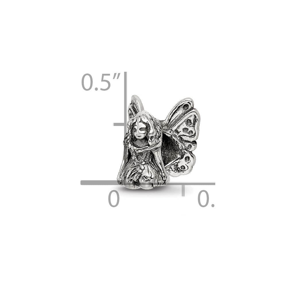 Alternate view of the Sterling Silver Winged Fairy Bead Charm by The Black Bow Jewelry Co.
