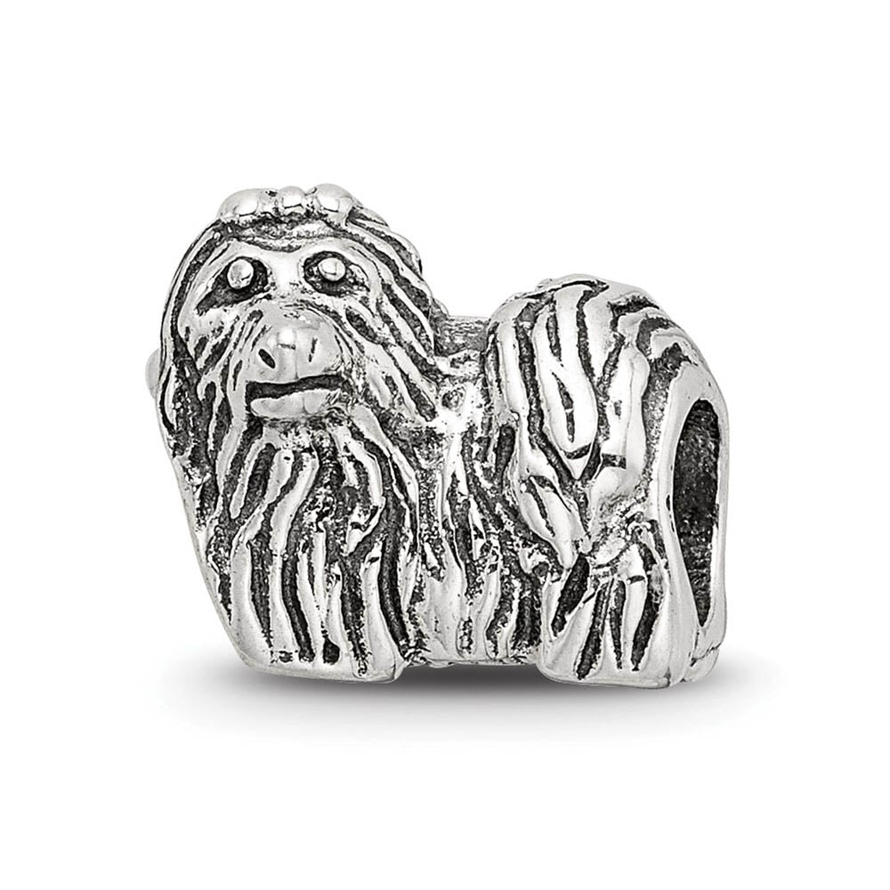 Sterling Silver Yorkshire Terrier, Dog Bead Charm, Item B9431 by The Black Bow Jewelry Co.