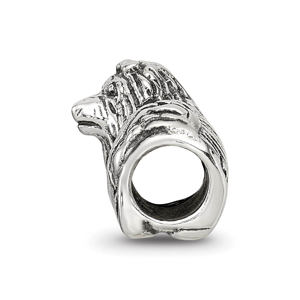 Alternate view of the Sterling Silver Yorkshire Terrier, Dog Bead Charm by The Black Bow Jewelry Co.
