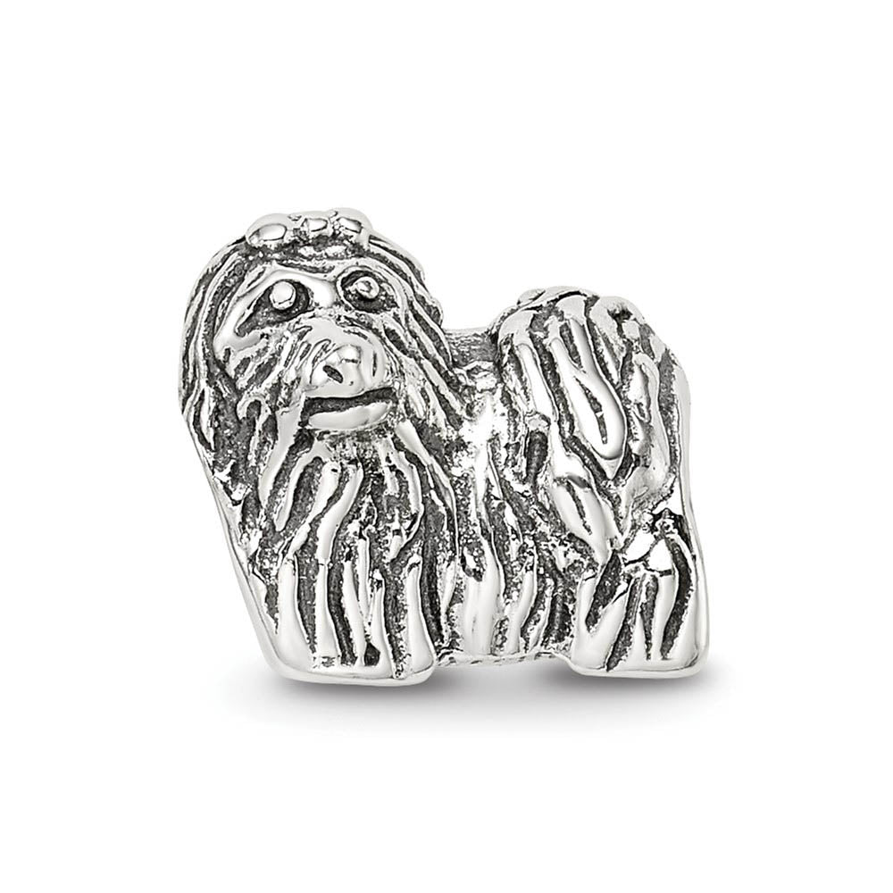 Alternate view of the Sterling Silver Yorkshire Terrier, Dog Bead Charm by The Black Bow Jewelry Co.