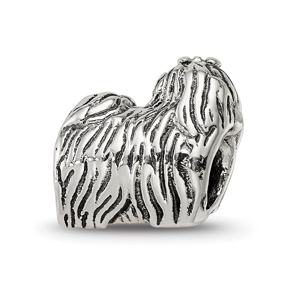 Alternate view of the Sterling Silver Yorkshire Terrier, Dog Bead Charm by The Black Bow Jewelry Co.
