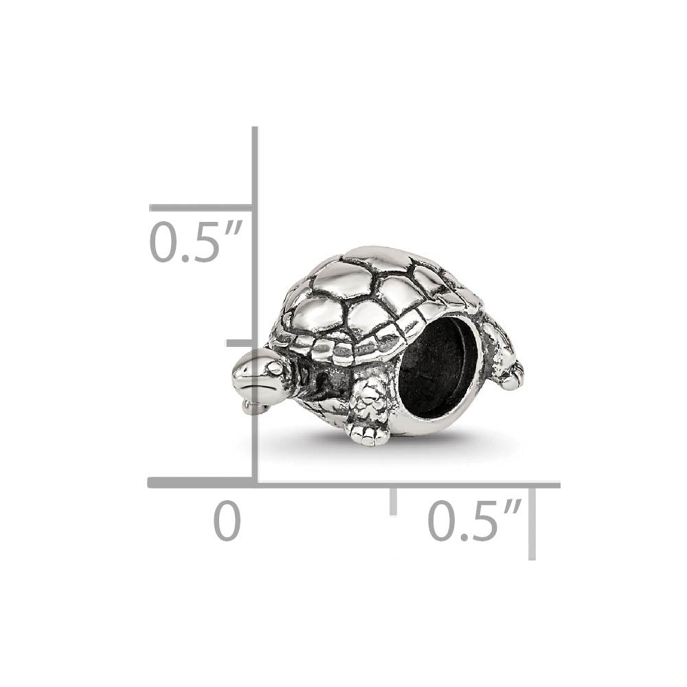 Alternate view of the Sterling Silver Turtle Bead Charm by The Black Bow Jewelry Co.